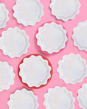 White Shimmer Plates - 25 paper plates