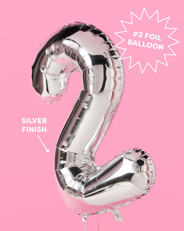 21 Number Balloons - 40" silver foil balloons