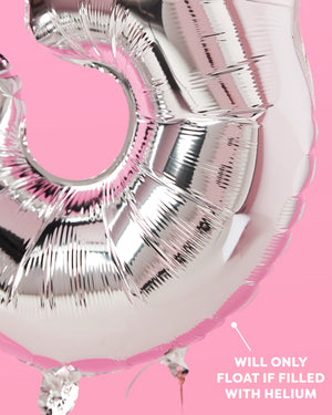 30 Number Balloons - 40" silver foil balloons