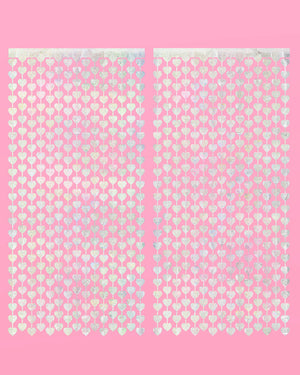 Shimmer Heart Curtain - iridescent foil curtain