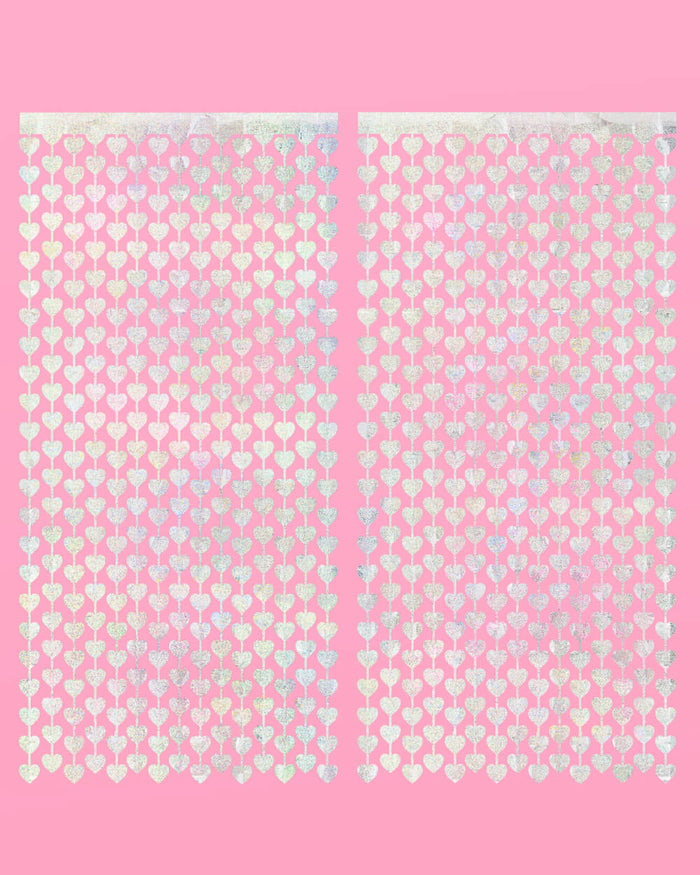 Shimmer Heart Curtain - iridescent foil curtain