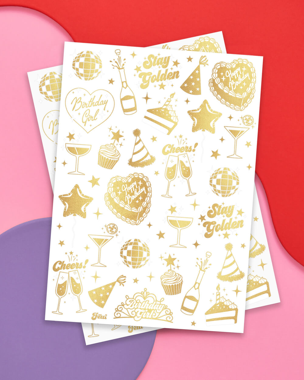 Golden Bday Tats - 50 foil temporary tattoos