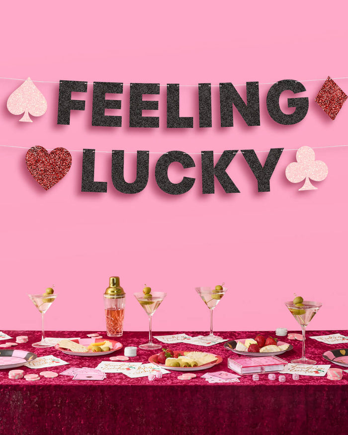 Feeling Lucky Banner - black glitter banner