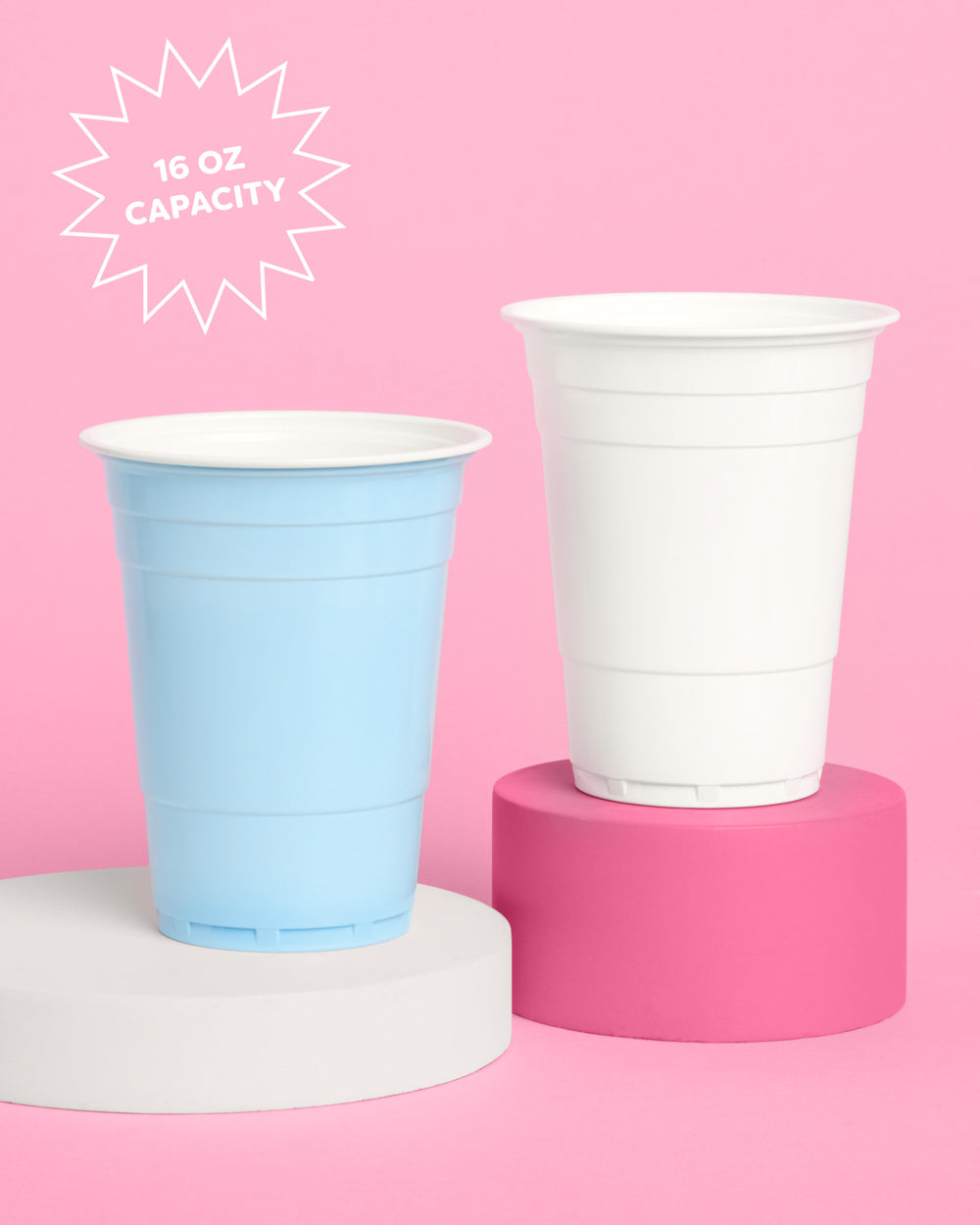 Blue + White Cups - 50 matte 16 oz cups