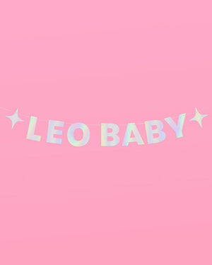 Leo Baby Banner - iridescent foil banner