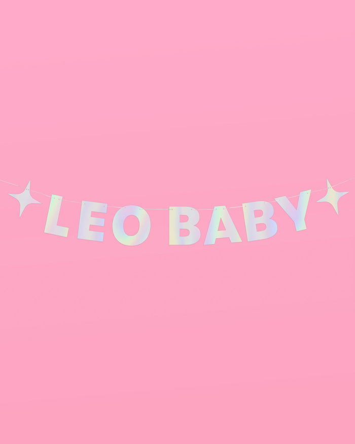 Leo Baby Banner - iridescent foil banner