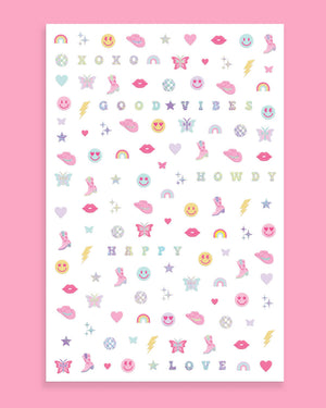 Preppy Nail Stickers - 496 adhesive nail stickers