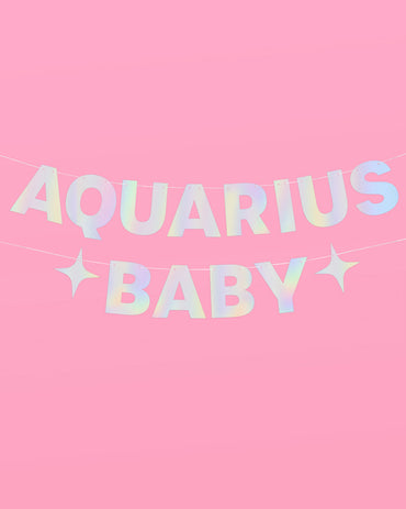 Aquarius Baby Banner - iridescent foil banner