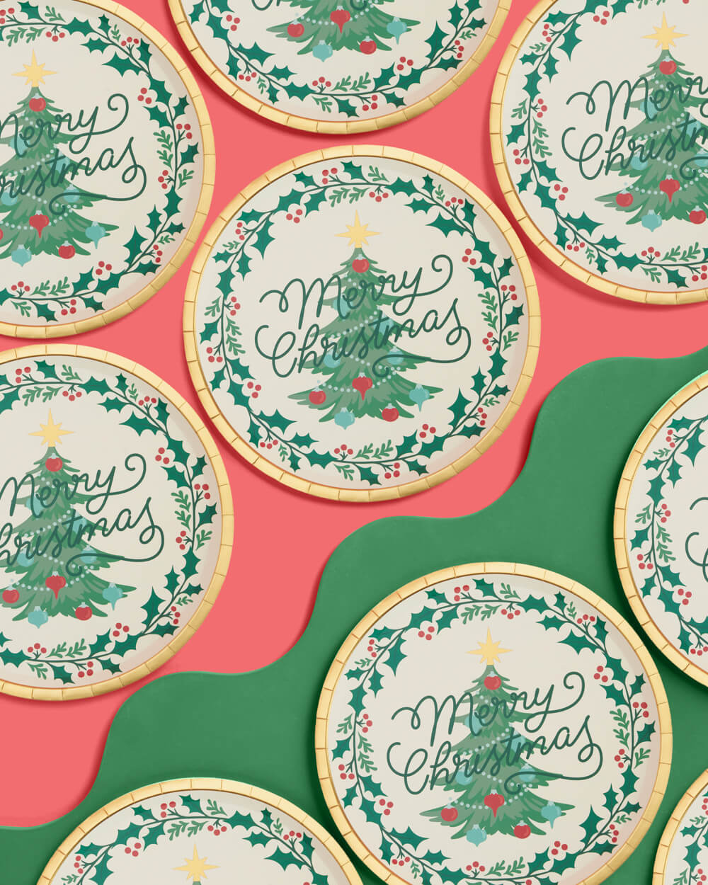 Merry Christmas Plates - 25 foil paper plates