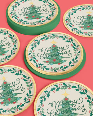 Merry Christmas Plates - 25 foil paper plates