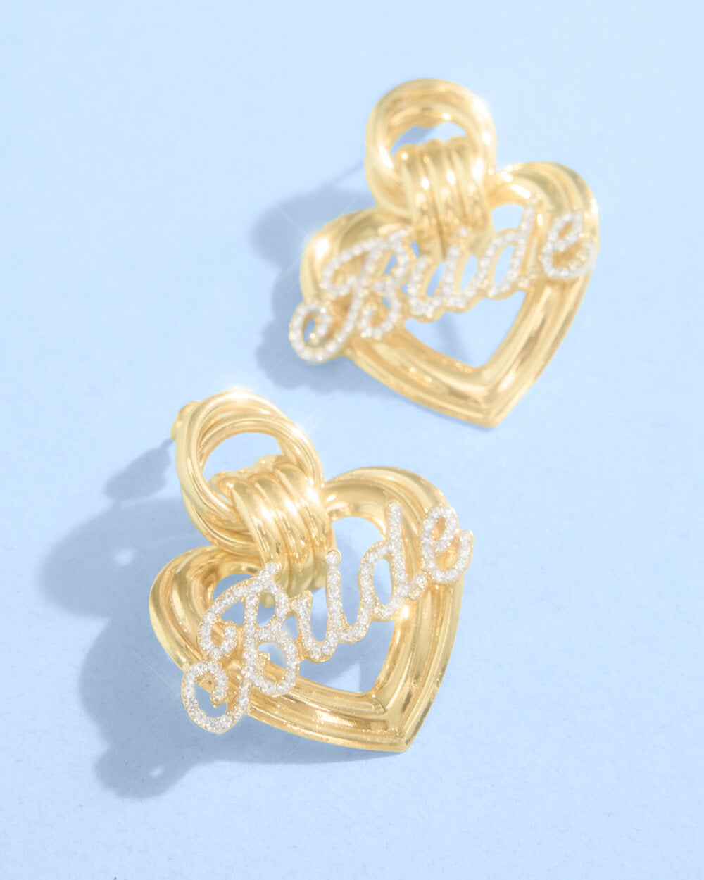 Heart of Gold Bride Earrings - gold + rhinestones