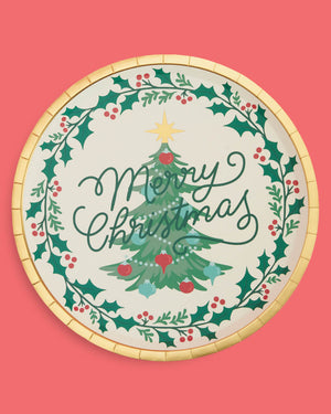 Merry Christmas Plates - 25 foil paper plates