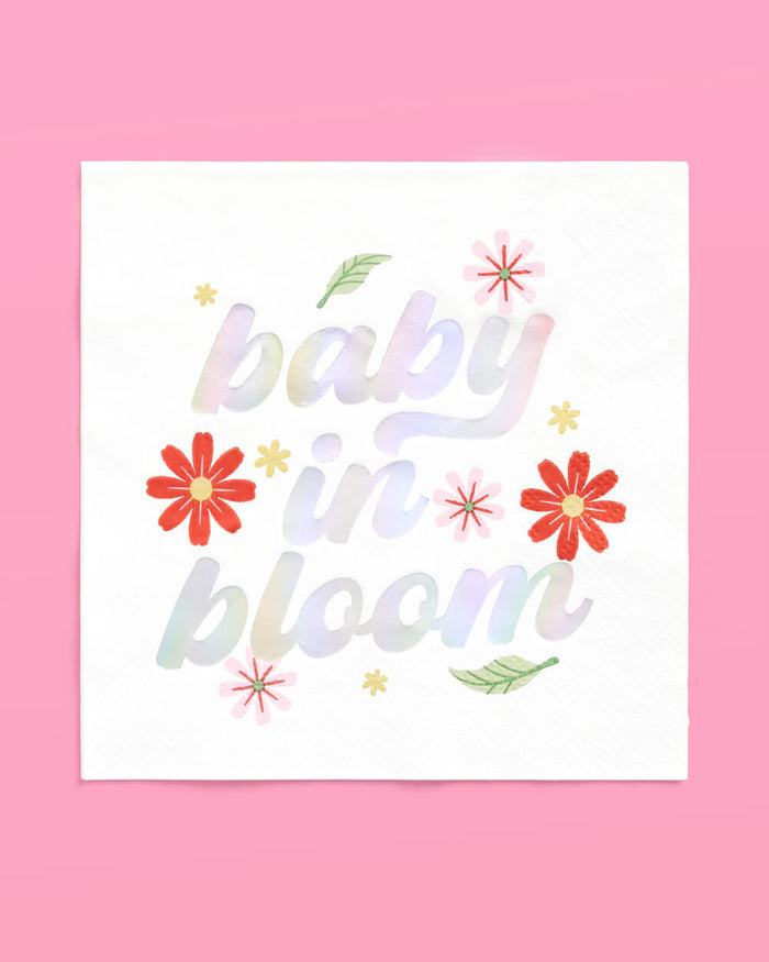 Baby in Bloom Napkins - 50 white napkins