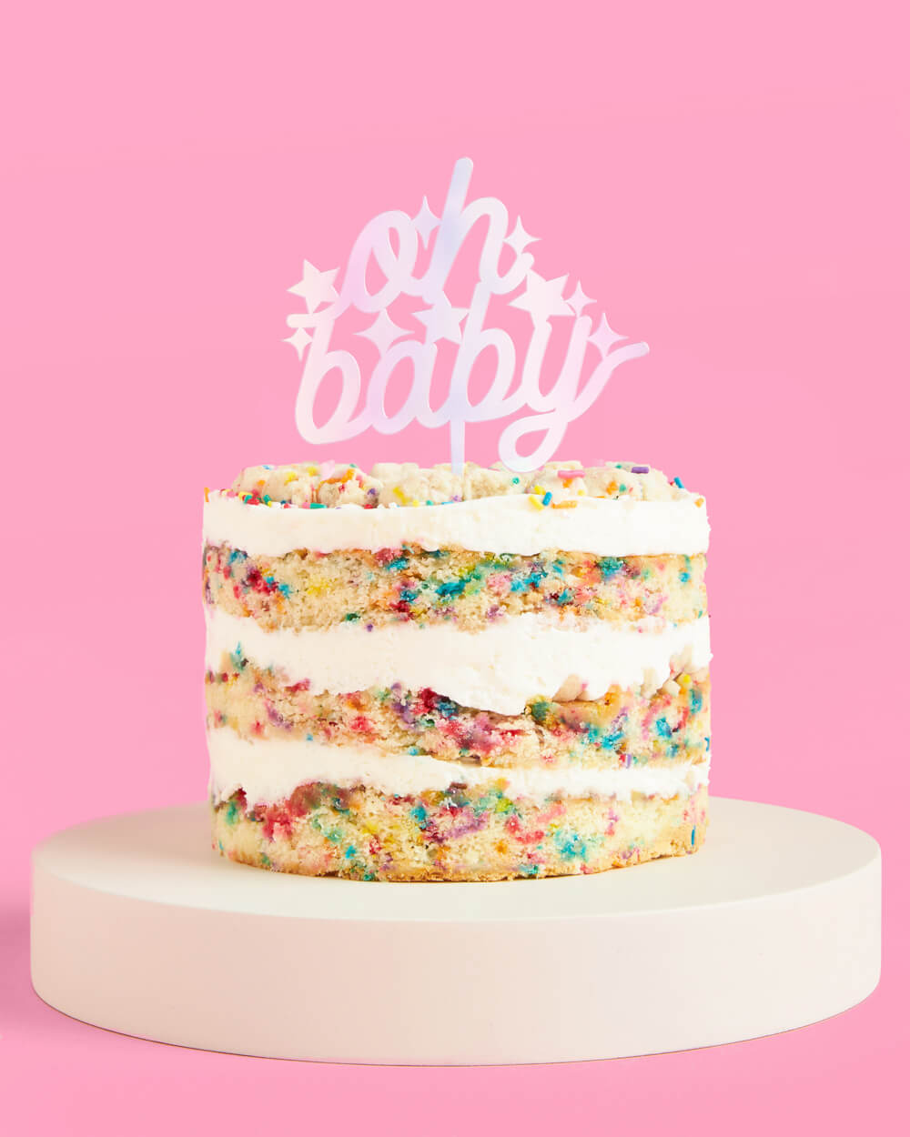 Oh Baby Topper - iridescent cake topper