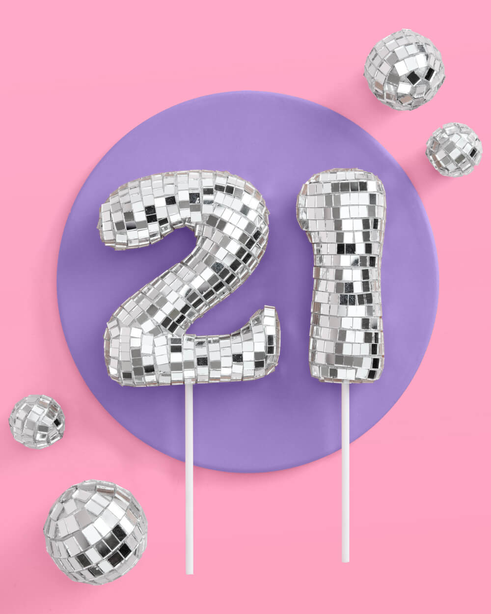 21 Disco Topper - 6 pc mirrored cake toppers