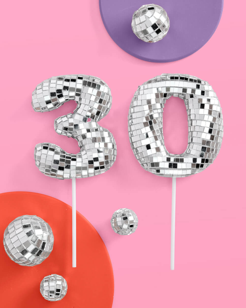 30 Disco Topper - 6 pc mirrored cake toppers