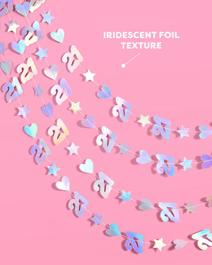 Finally 21 Garland - iridescent foil backdrop