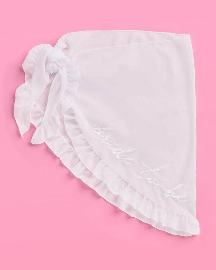 Bride to Be Sarong - white chiffon embroidered sarong