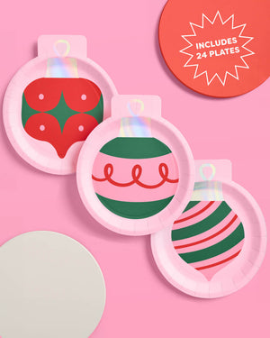 Christmas Ornament Plates - 24 paper plates