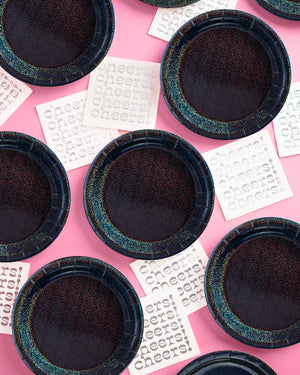 Black Shimmer Plates - 25 paper plates