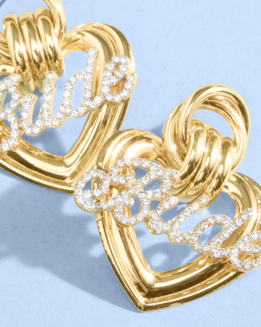 Heart of Gold Bride Earrings - gold + rhinestones