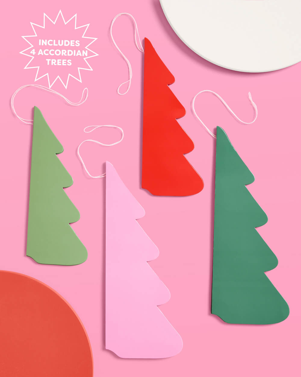 Very Merry Christmas Tree Set - 4 accordion tissue paper trees