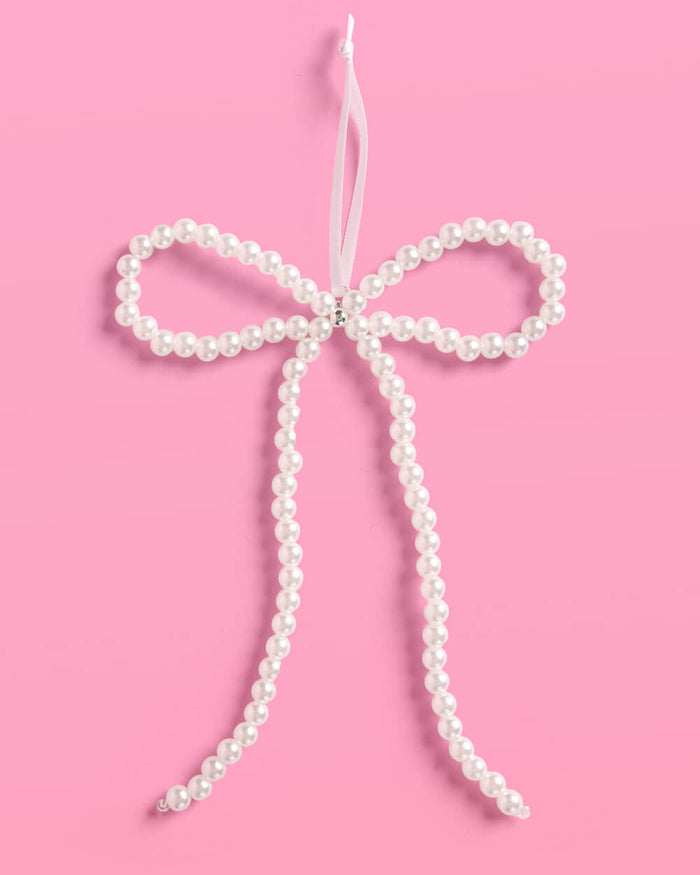 Pearl Bow Ornament Set - 6 pearl bows