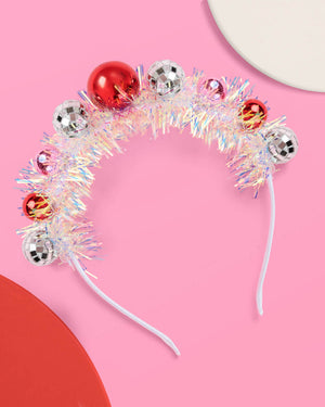 Disco Christmas Headband - ornaments + fringe headband