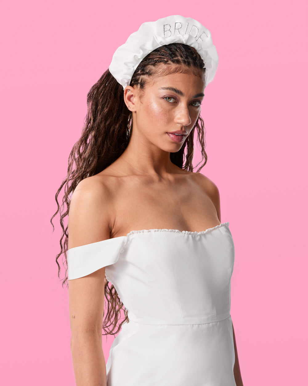 Ruffles Headband - white satin headband