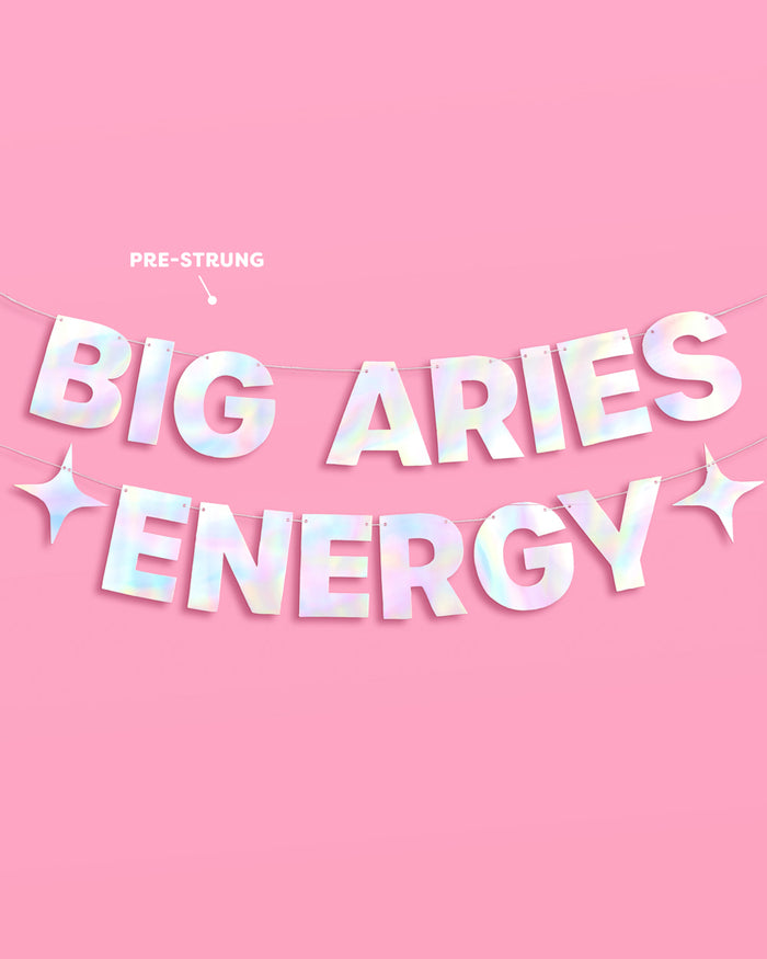 Big Aries Energy Banner - iridescent foil banner