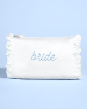 The Bride Beauty Bag - embroidered satin bag