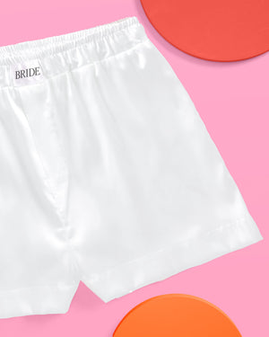 Bride Boxers - white satin shorts