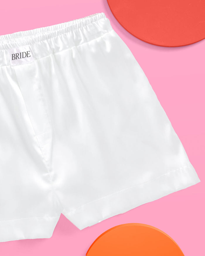 Bride Boxers - white satin shorts