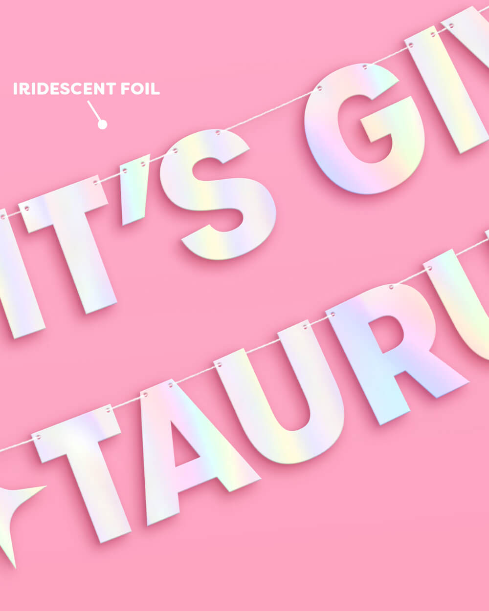 It's Giving Taurus Banner - iridescent foil banner