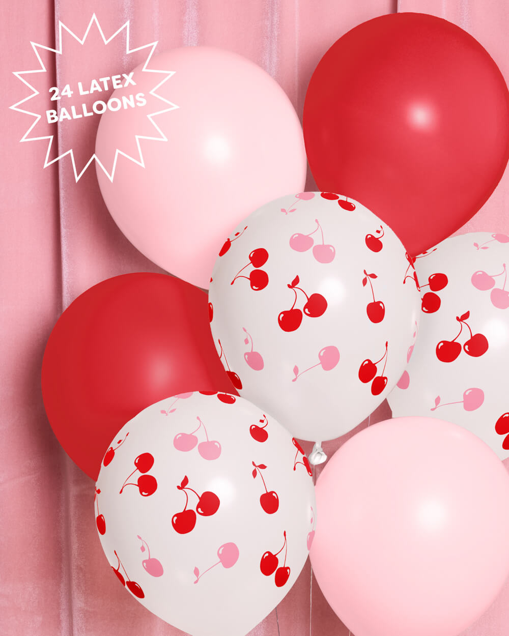 Cherry Balloon Pack - 24 latex balloons