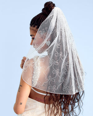 The Bow Veil - premium tulle w/ rhinestones