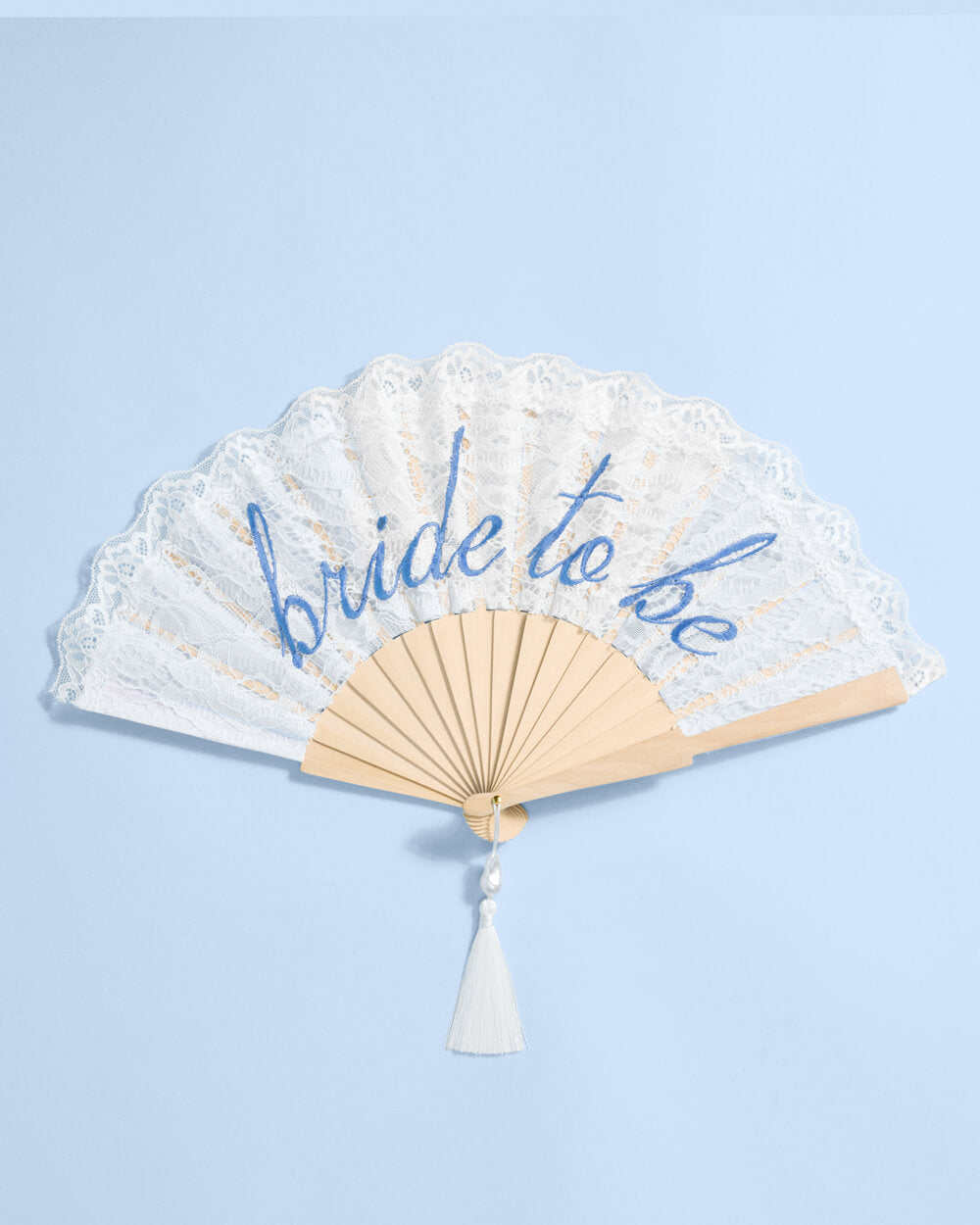 Bride to Be Fan - lace embroidered folding fan