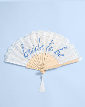 Bride to Be Fan - lace embroidered folding fan