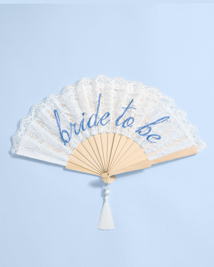 Bride to Be Fan - lace embroidered folding fan