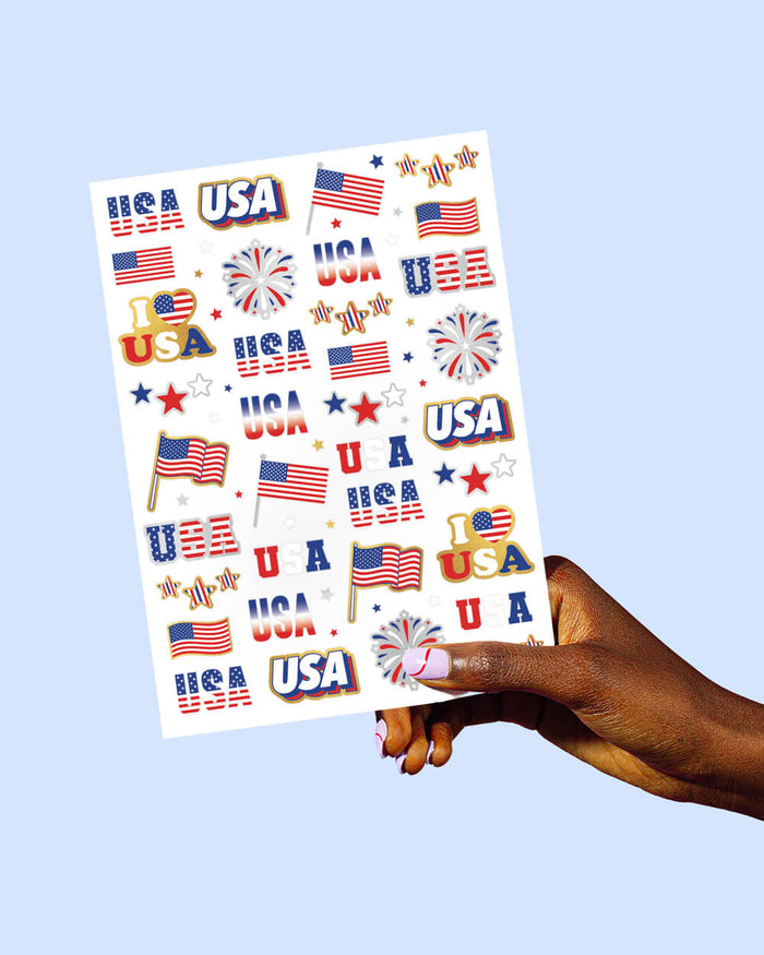 Stars & Stripes Tats - 70 foil temporary tattoos