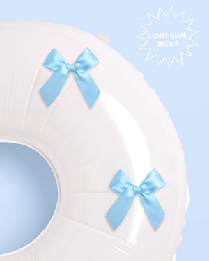 XL Bride + Bows Balloons - 40" white balloons + blue bows