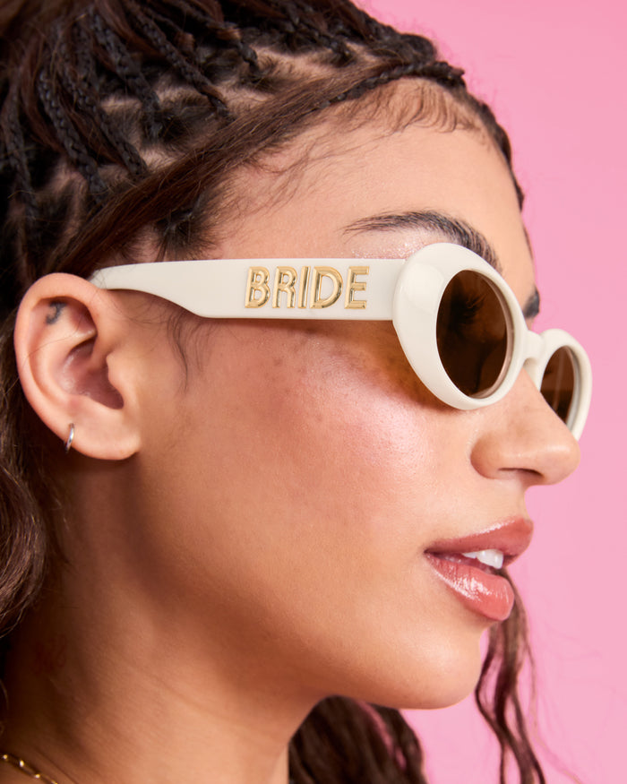 White Bride Sunnies - bride embossed sunglasses