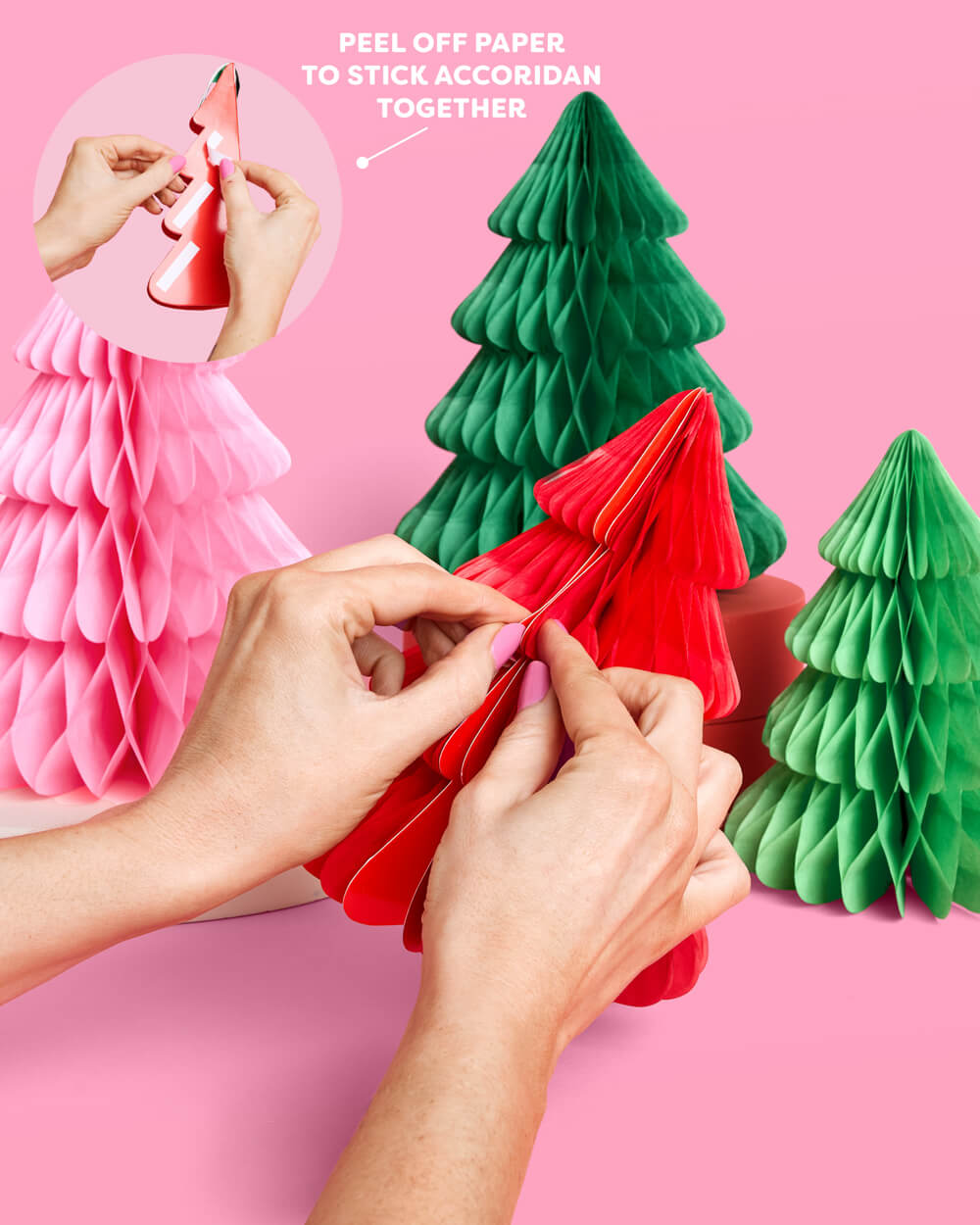 Very Merry Christmas Tree Set - 4 accordion tissue paper trees