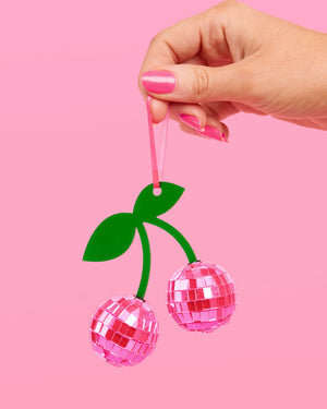 Disco Cherries Ornament - pink disco ornament