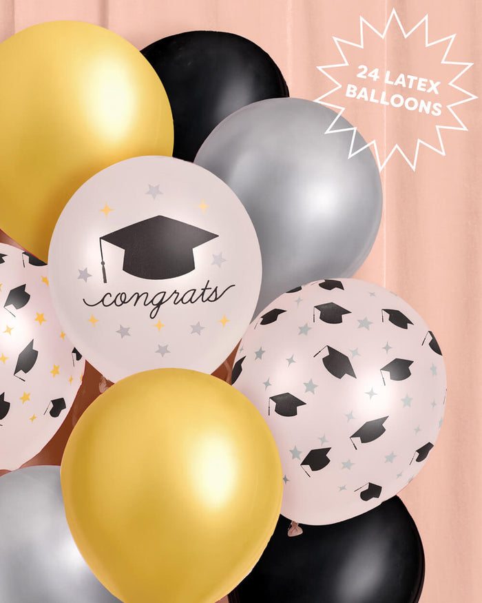 Congrats Grad Balloon Pack - 24 latex balloons