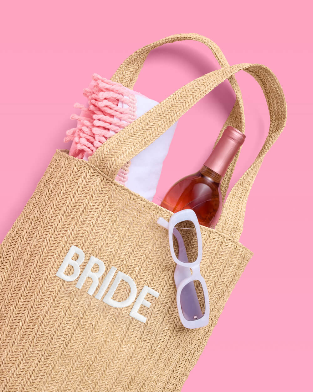 Bride Beach Tote - embroidered straw tote