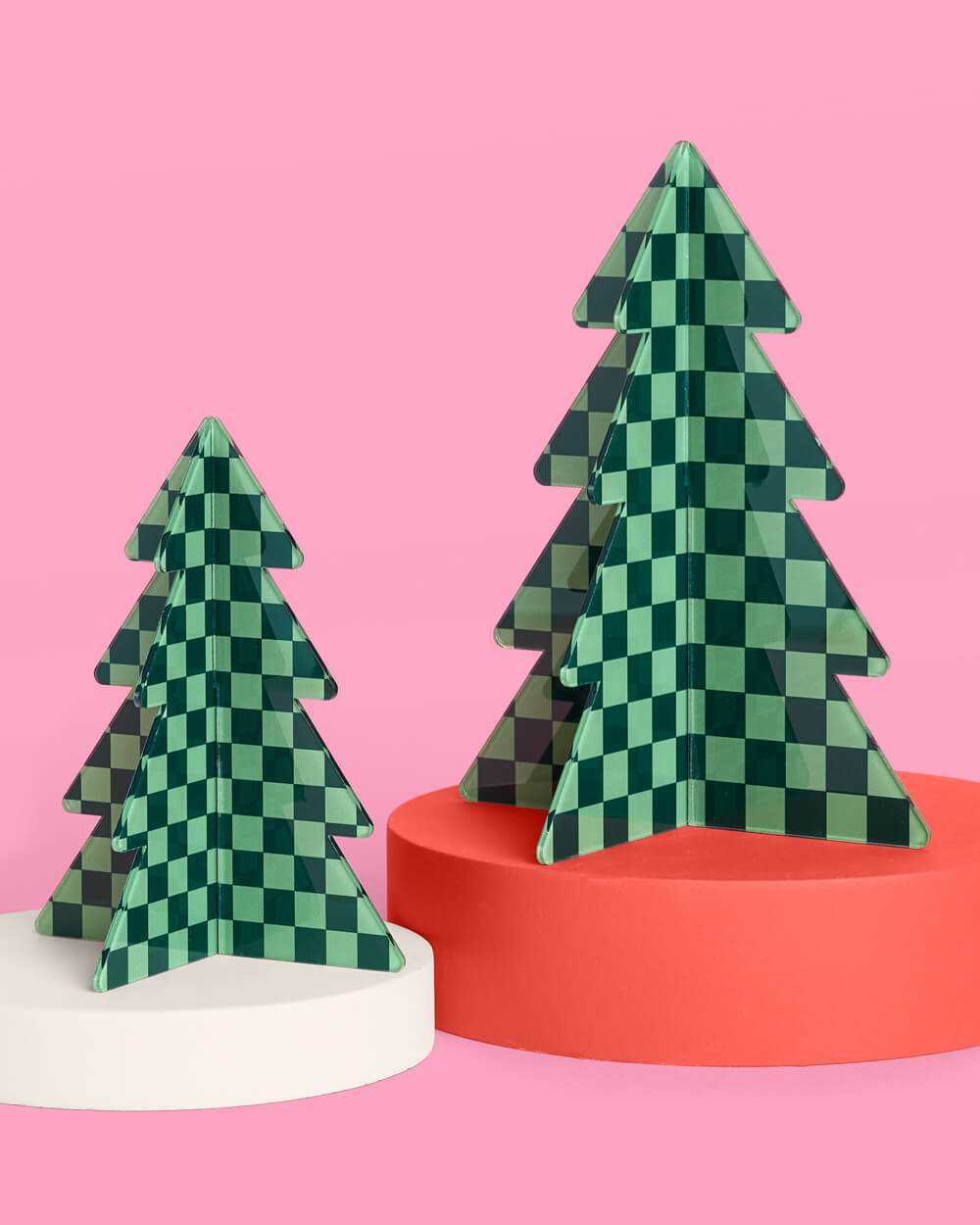 Checked Out Christmas Trees - 4 acrylic trees