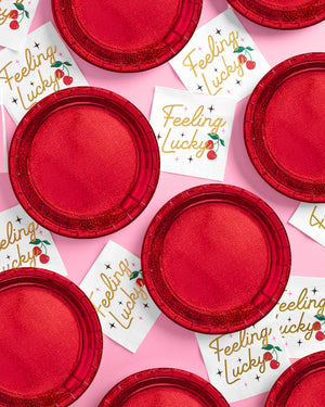 Red Shimmer Plates - 25 paper plates