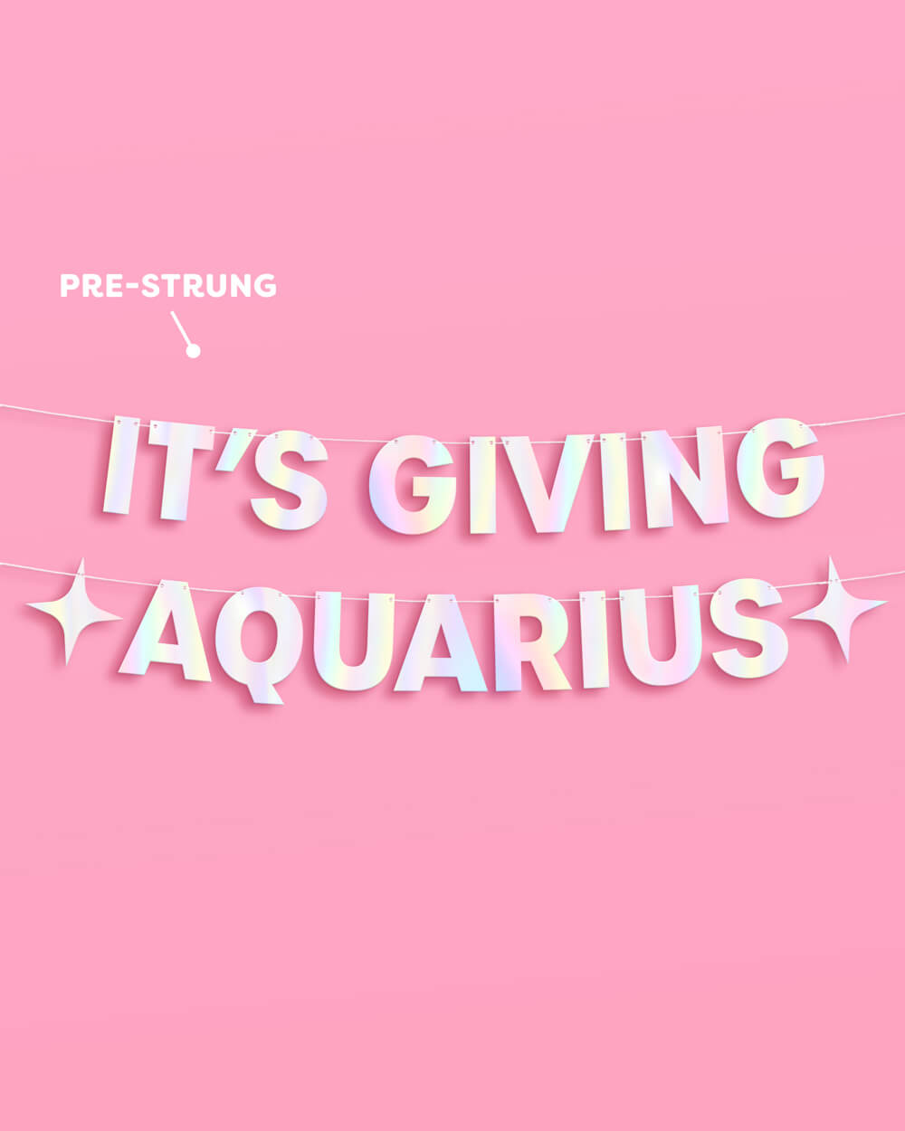 It's Giving Aquarius Banner - iridescent foil banner