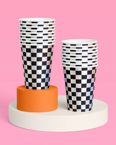 Checked Out Cups - 50 iridescent 12oz cups
